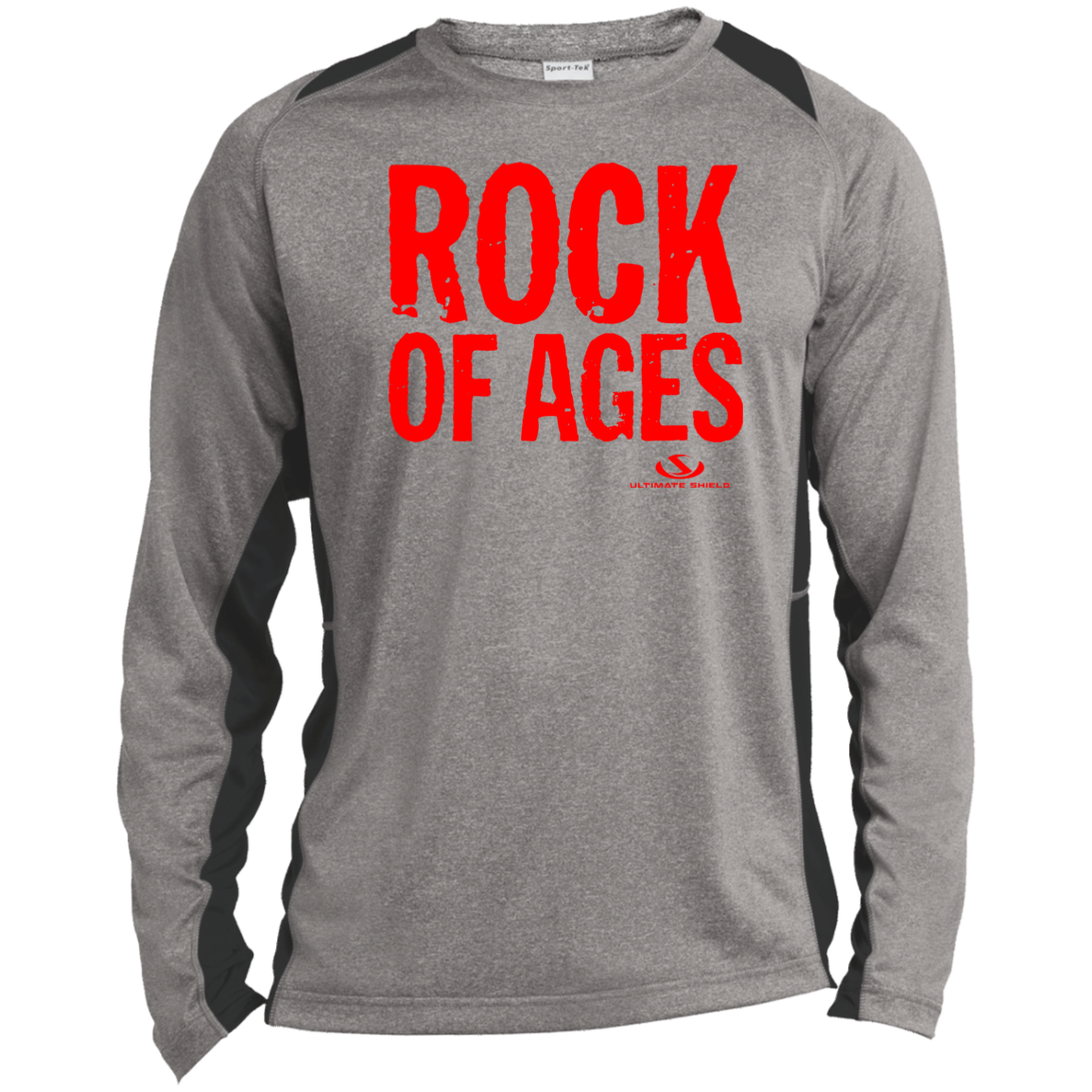 ROCK OF AGES  Long Sleeve Heather Colorblock Performance Tee