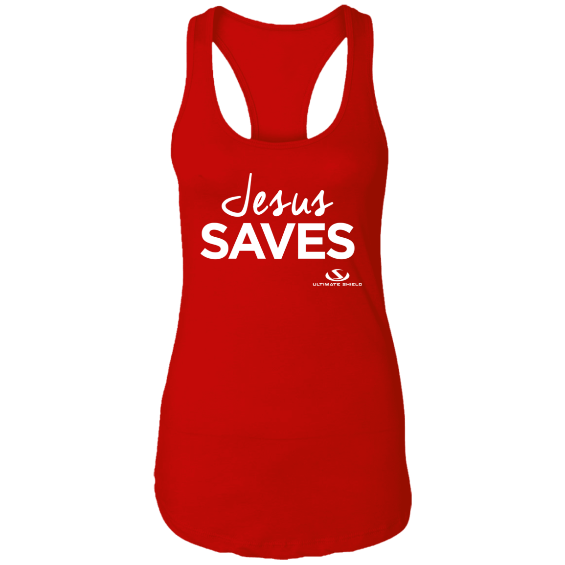 JESUS SAVES  Ladies Ideal Racerback Tank