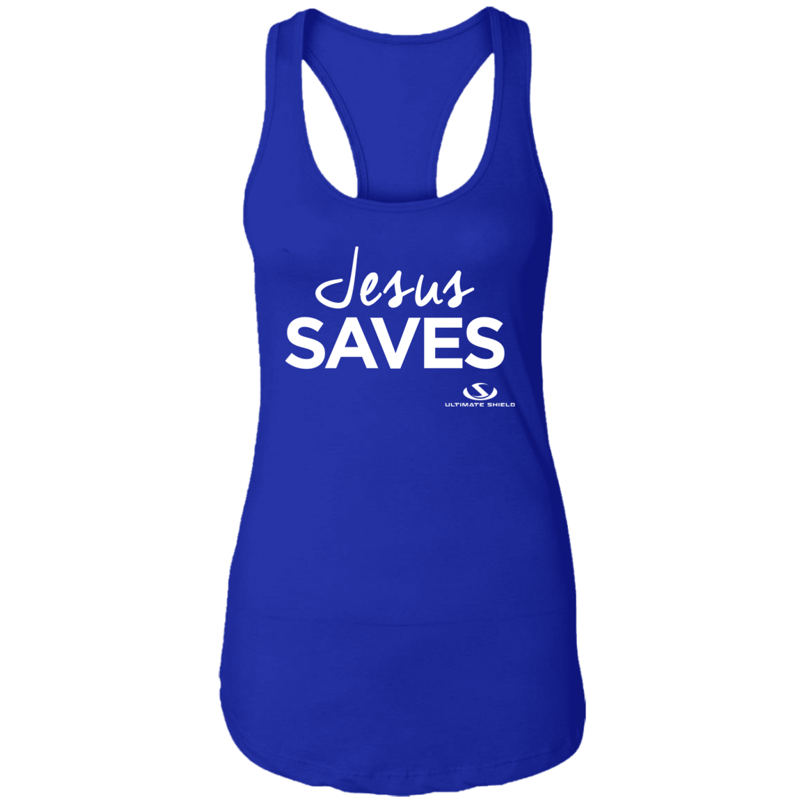 JESUS SAVES  Ladies Ideal Racerback Tank