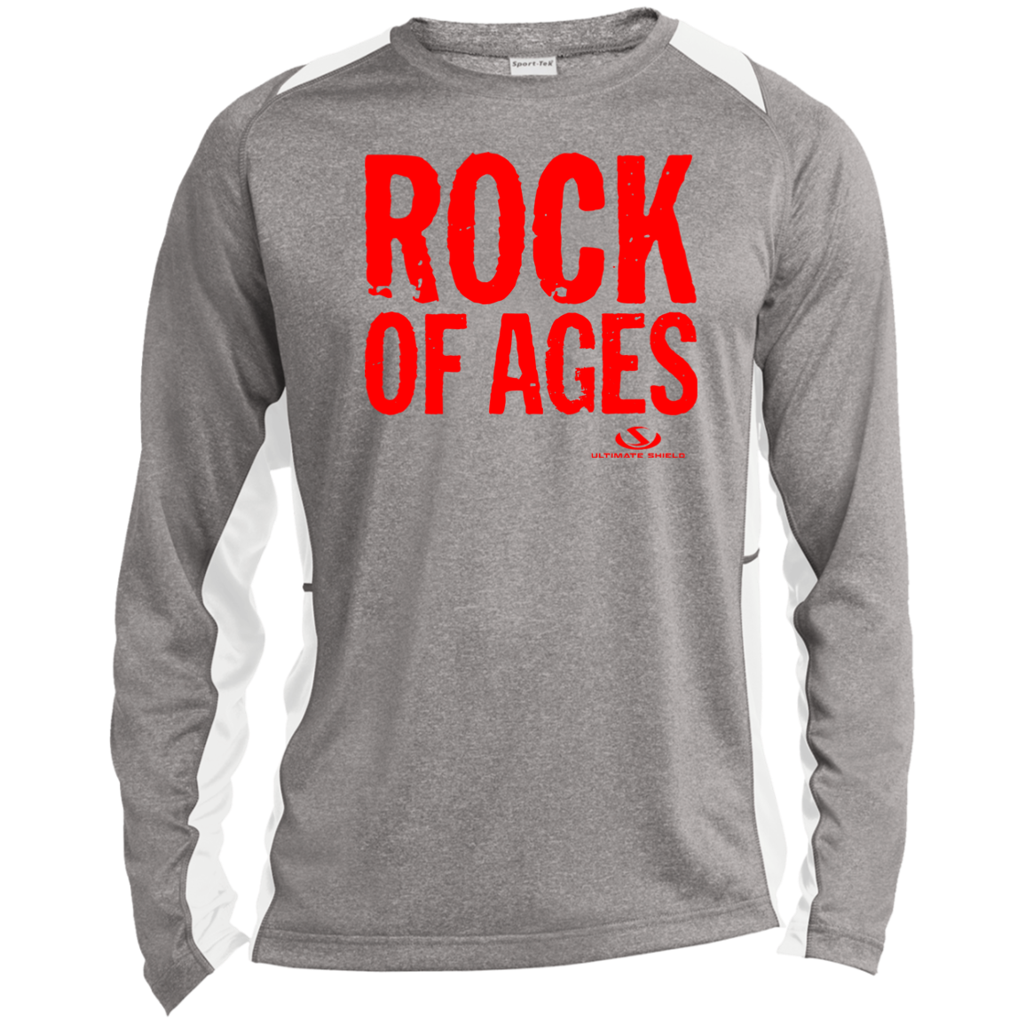 ROCK OF AGES  Long Sleeve Heather Colorblock Performance Tee