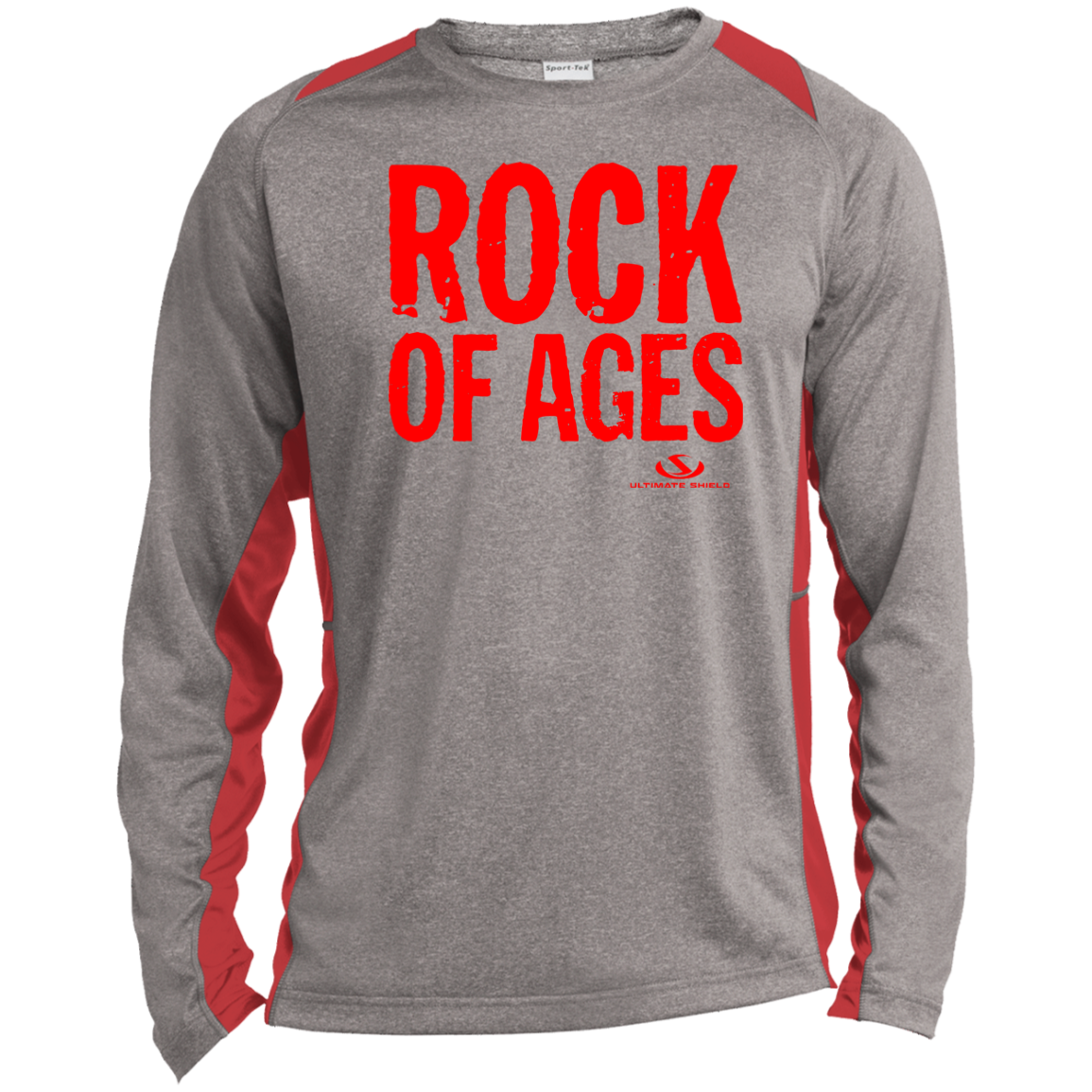 ROCK OF AGES  Long Sleeve Heather Colorblock Performance Tee