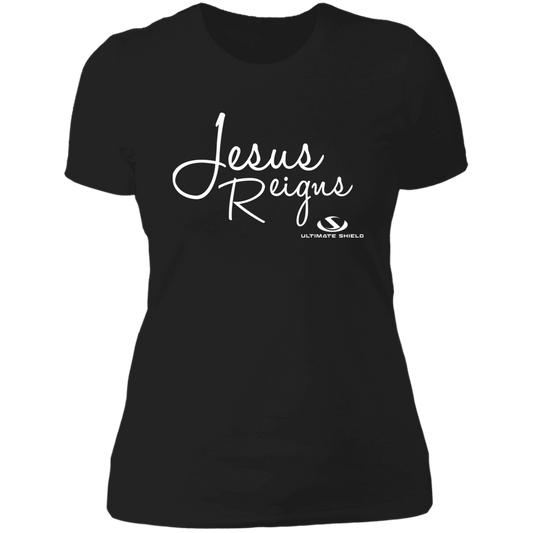 JESUS REIGNS  Ladies' Boyfriend T-Shirt