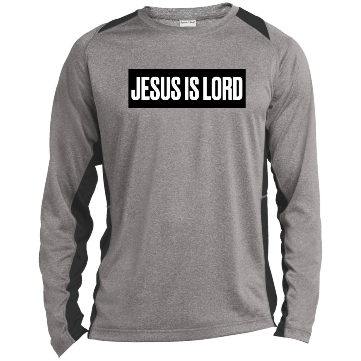 JESUS IS LORD Long Sleeve Heather Colorblock Performance Tee