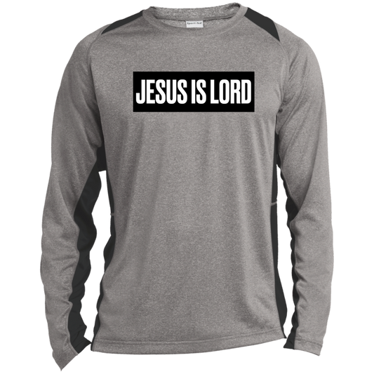 JESUS IS LORD Long Sleeve Heather Colorblock Performance Tee